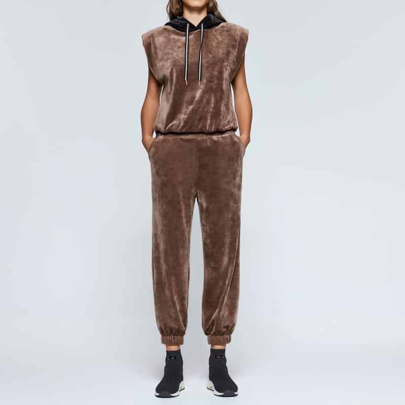 Σετ Βελουτέ ασύμμετρη μπλούζα & Παντελόνι φόρμα βελούδο με λάστιχο