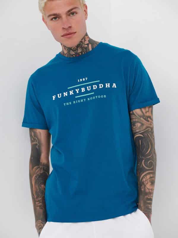 T-Shirt με Funky Buddha τύπωμα FBM005-027-04_DEEP_TEAL_1