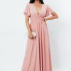 Φόρεμα μάξι με V ντεκολτέ ροζ profile