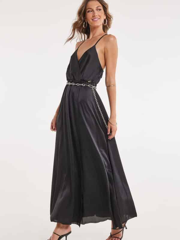 Φόρεμα μάξι σατινέ black