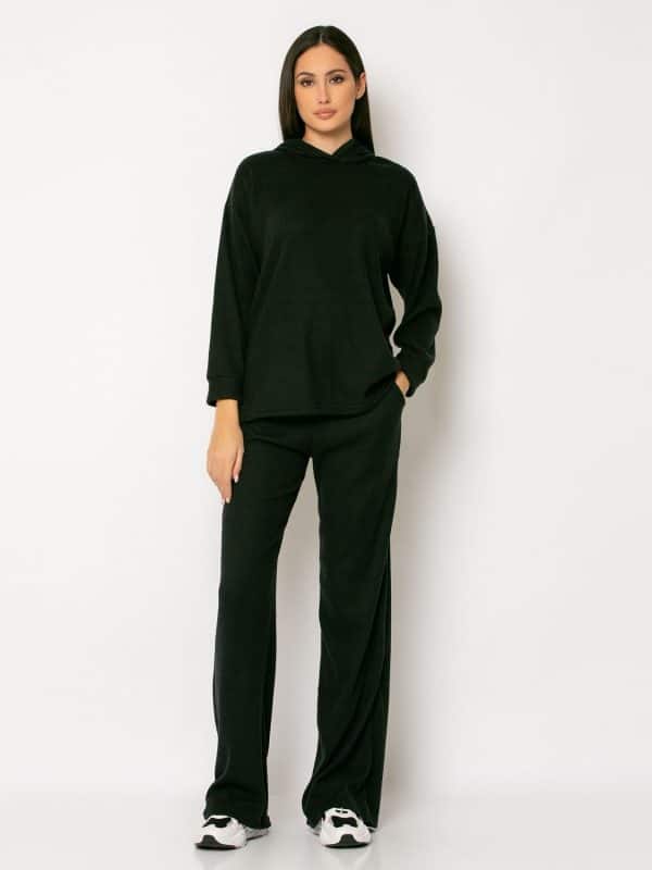 Σετ παντελόνα - Μπλούζα με κουκούλα μαύρο profile