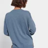 Πλεκτή μπλούζα με V λαιμόκοψη STORM BLUE back