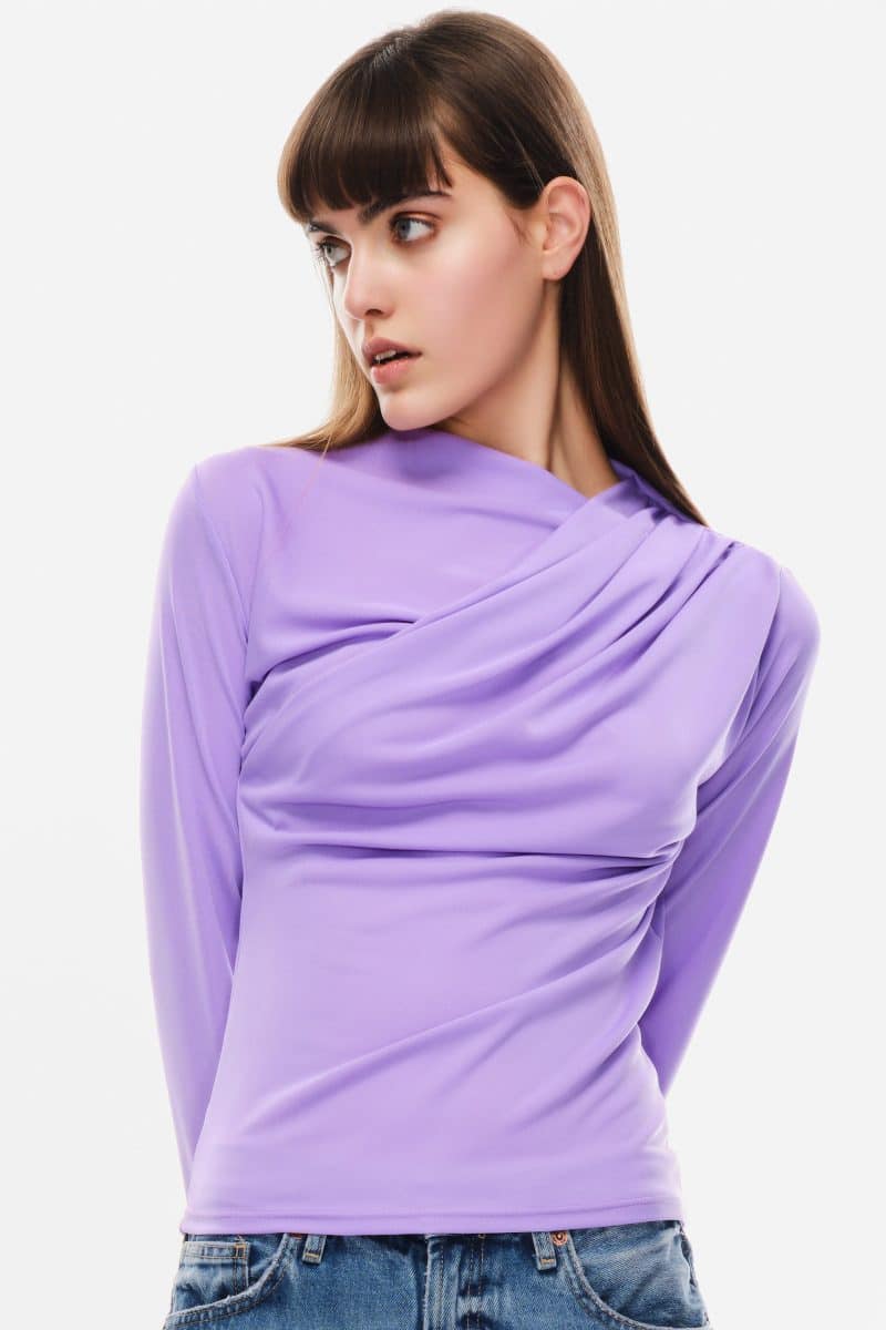 Μπλούζα με draping lila details