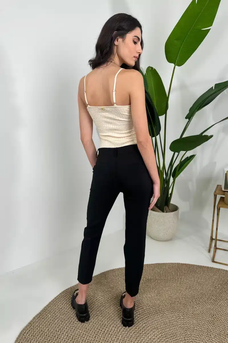 Παντελόνι υφασμάτινο slim black back