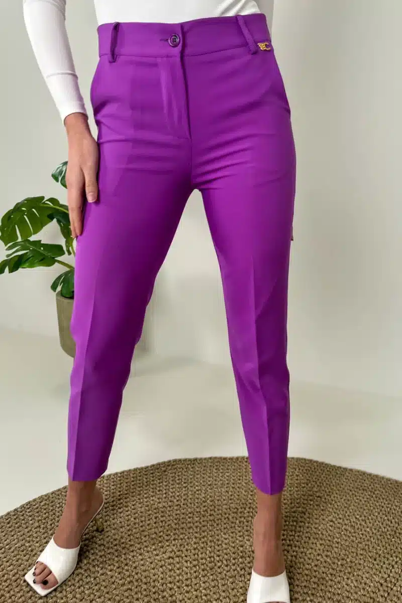 Παντελόνι υφασμάτινο slim purple