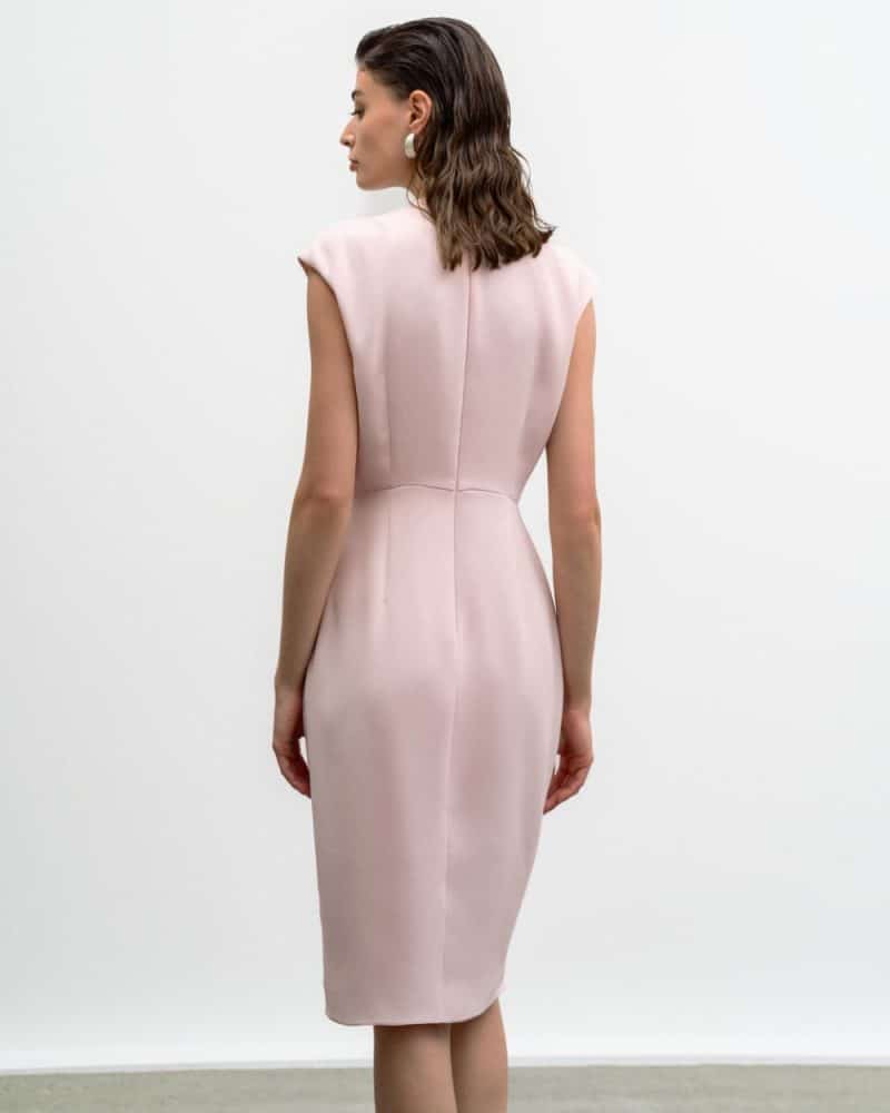 Φόρεμα κρουαζέ με πιέτες pink back