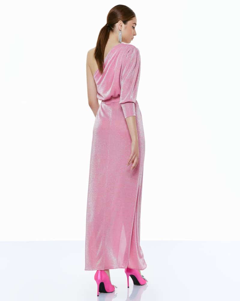 Φόρεμα lurex ένας ώμος pink back