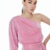 Φόρεμα lurex ένας ώμος pink details