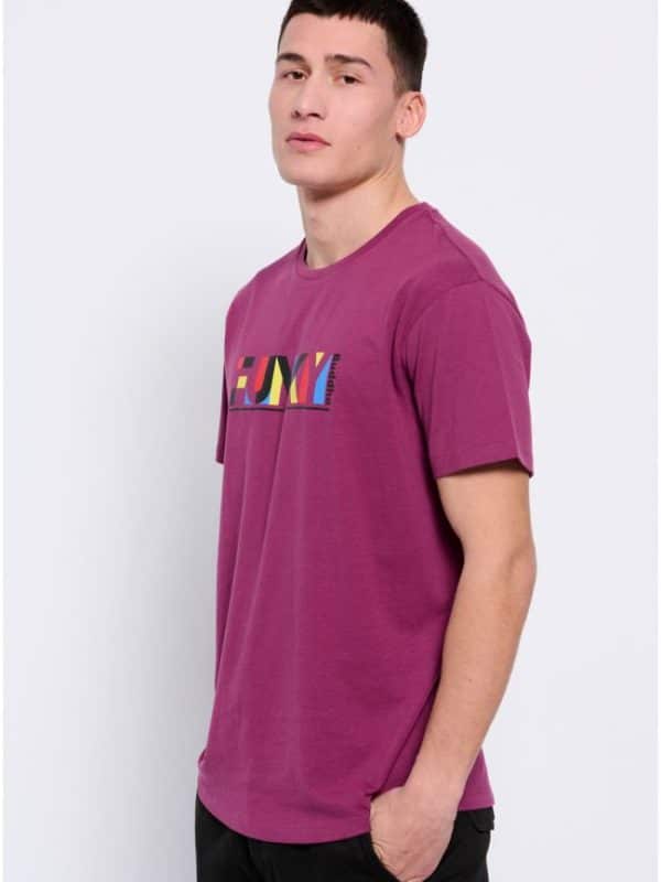 Loose fit t-shirt με colorblock branded τύπωμα