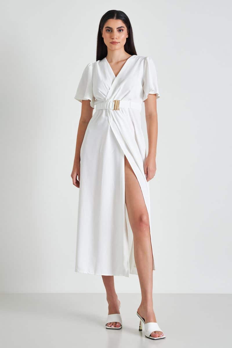 Φόρεμα μακρύ με άνοιγμα white profile