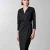 Φόρεμα μίντι κρουαζέ με πιέτες profile black 34-3101